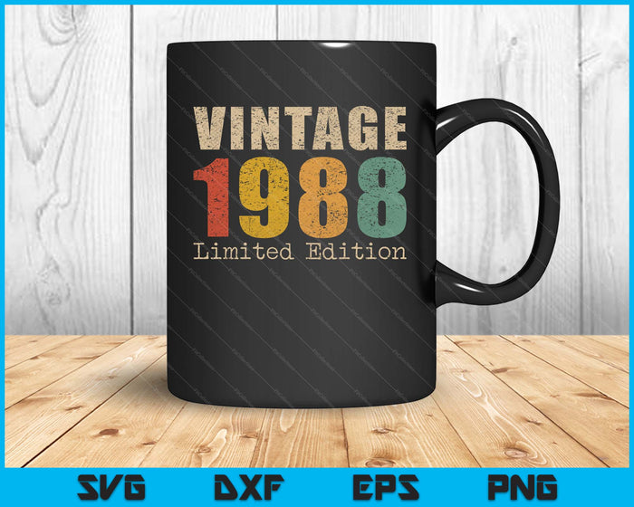 37 Year Old Gifts Vintage 1988 Limited Edition 37th Birthday SVG PNG Digital Printable Files