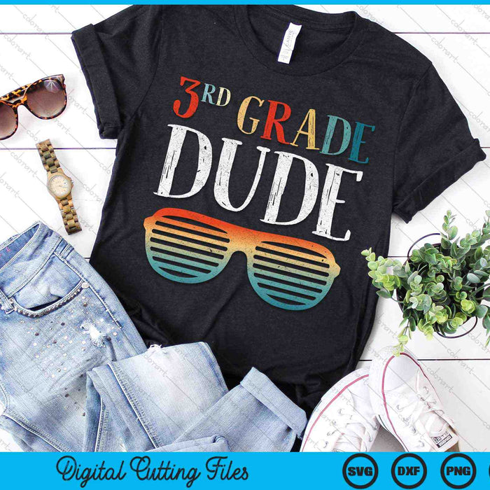 3RD Third Grade Dude Sunglasses Back To School SVG PNG Digital Cutting Files