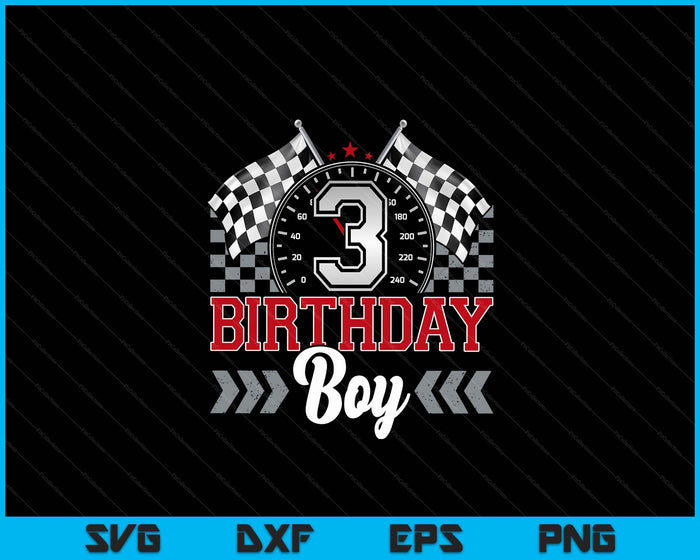 3 Three Year Old Race Car 3rd Birthday Boy 3yr Racing Pit Crew SVG PNG Digital Printable Files