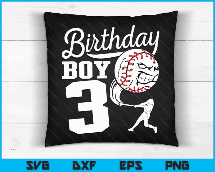 3 años de edad regalo de cumpleaños fiesta de béisbol SVG PNG archivos de corte digital