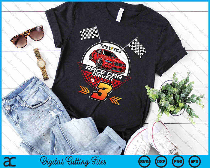 3 Year Old Race Car Birthday Tee 3rd Racing Party SVG PNG Digital Printable Files