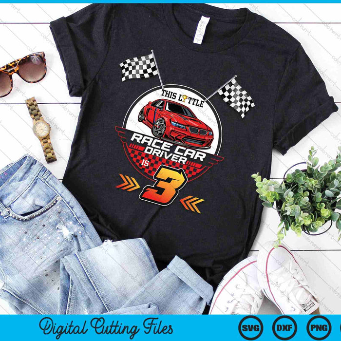 3 Year Old Race Car Birthday Tee 3rd Racing Party SVG PNG Digital Printable Files