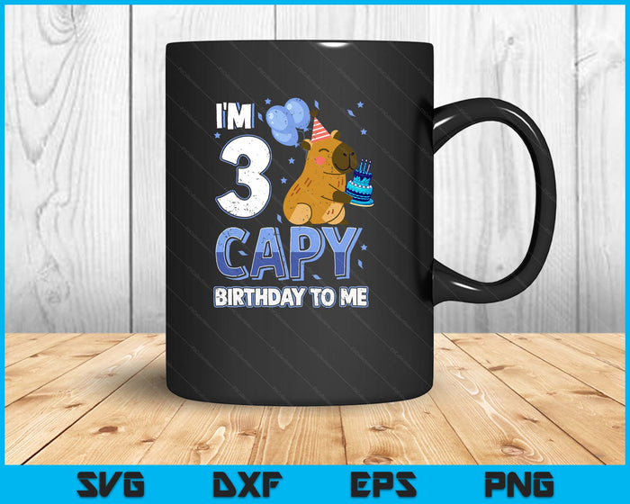 3 Years Capy Birthday To Me Boys 3rd Birthday Capybara SVG PNG Digital Printable Files - Mug