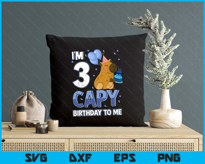 3 Years Capy Birthday To Me Boys 3rd Birthday Capybara SVG PNG Digital Printable Files - Pillow