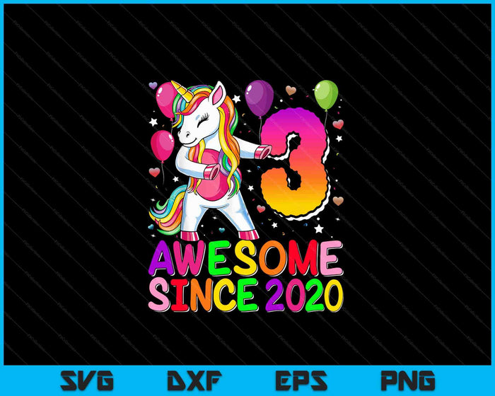 3 jaar oude Unicorn flossen 3e verjaardag meisje Unicorn partij SVG PNG digitale snijbestanden