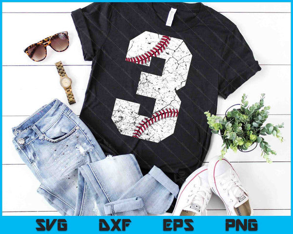 3er cumpleaños 2023 Béisbol SVG PNG Cortar archivos imprimibles - on a t-shirt