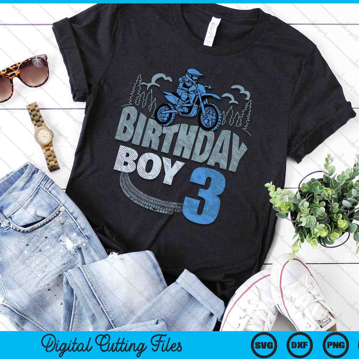 3rd Birthday Boy Dirt Bike Motocross 3 Years Old Bday SVG PNG Digital Printable Files