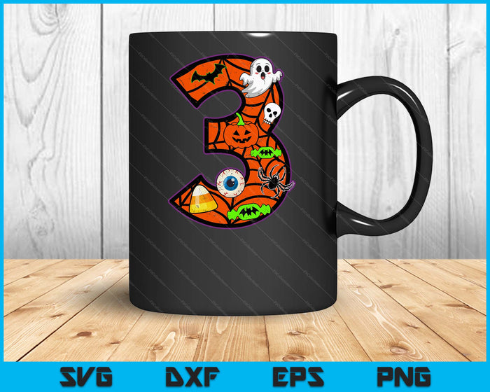 3rd Birthday Halloween 3 Year Old Ghost Costume Boo SVG PNG Digital Printable Files