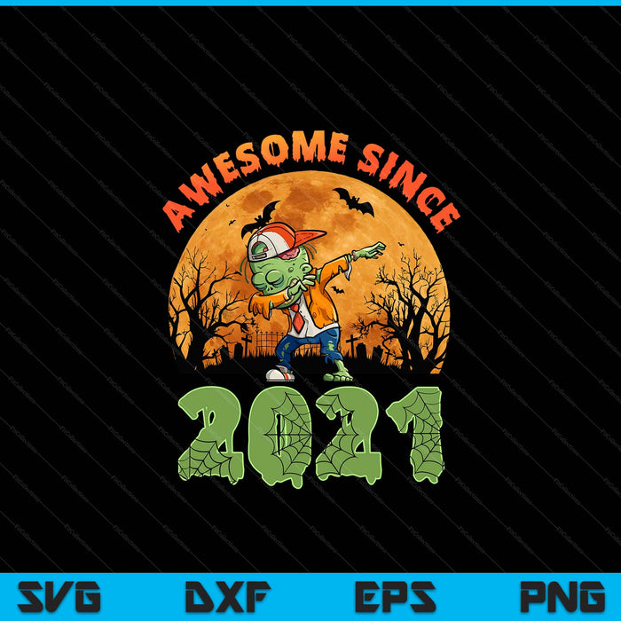4th birthday Halloween 4 years old zombie awesome since 2021 SVG cut file