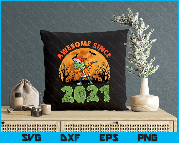 3rd Birthday Halloween 3 Years Old Zombie Awesome Since 2021 SVG PNG Digital Cutting File