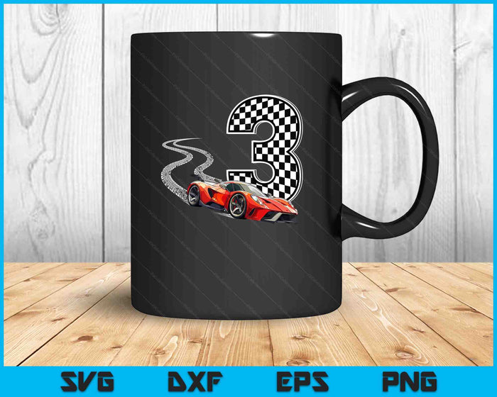 3rd Birthday Race Car Boys 3 Three Racing Car Flag Kids Drive SVG PNG Digital Printable Files