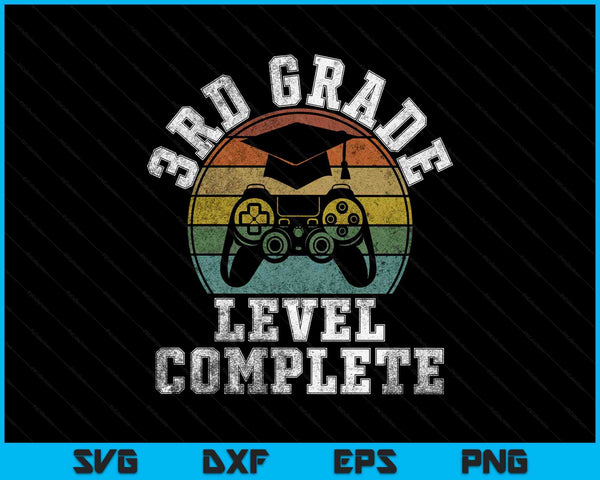 3rd Grade Level Complete Third Grade Graduation Video Gamer SVG PNG Digital Printable Files