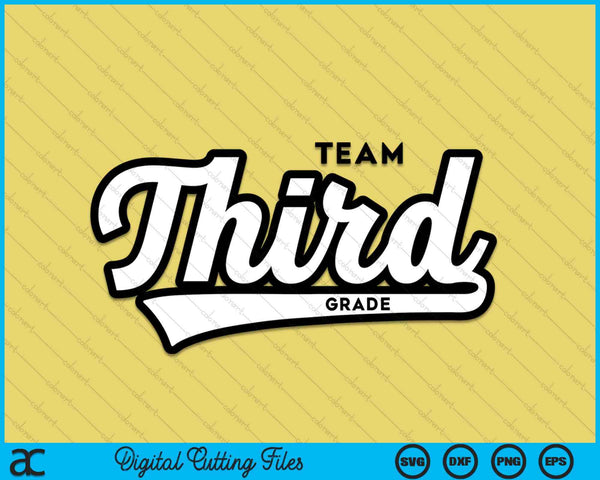 3rd Grade TEAM School Teacher Third Baseball-Style SVG PNG Digital Cutting Files