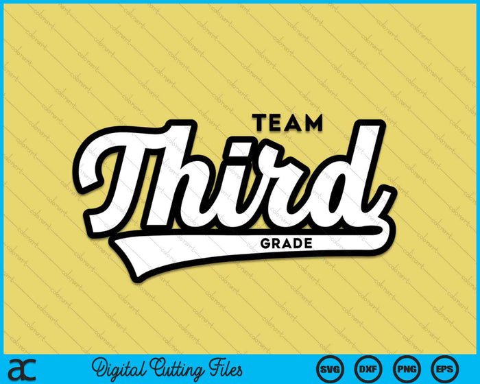 3rd Grade TEAM School Teacher Third Baseball-Style SVG PNG Digital Cutting Files