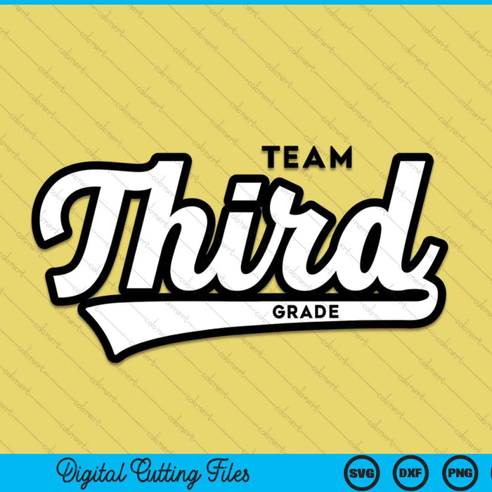3rd Grade TEAM School Teacher Third Baseball-Style SVG PNG Digital Cutting Files