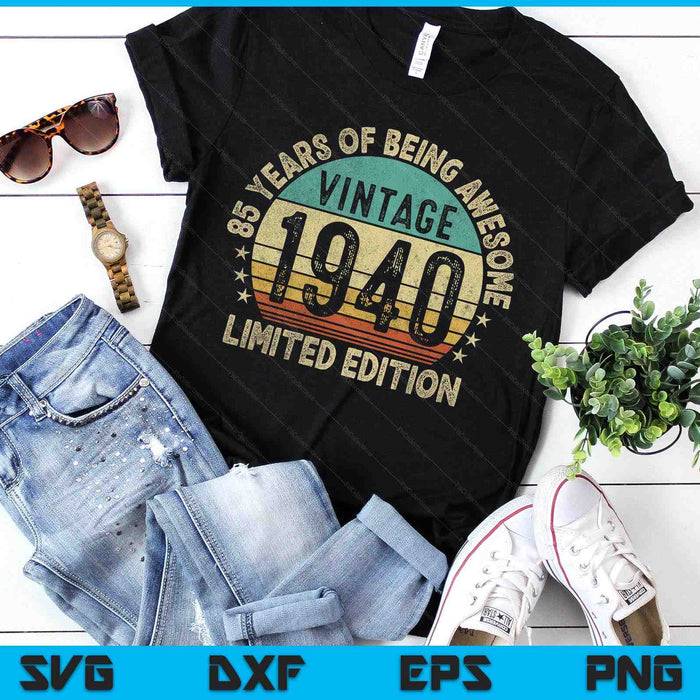 40 Years Old Gifts Vintage 1985 Funny 40th Birthday Retro SVG PNG Digital Printable Files
