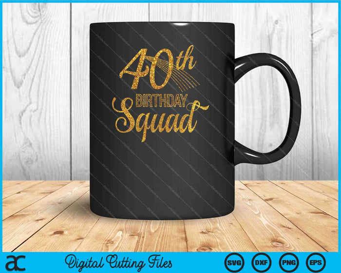 40e verjaardag Squad Party Bday geel goud SVG PNG digitale snijbestanden