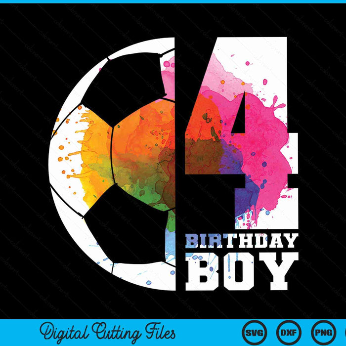 4 birthday boy soccer 4th SVG cut file