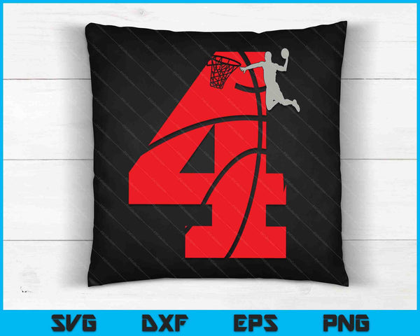 4-jarige 4e basketbal verjaardagsfeestje thema SVG PNG digitale snijbestanden