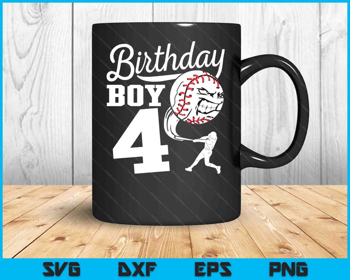 4 años de edad regalo de cumpleaños fiesta de béisbol SVG PNG archivos de corte digital