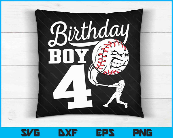 4 años de edad regalo de cumpleaños fiesta de béisbol SVG PNG archivos de corte digital