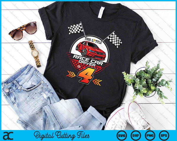 4 Year Old Race Car Birthday 4th Racing Party SVG PNG Digital Printable Files