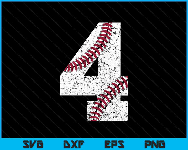 4to cumpleaños 2023 Béisbol SVG PNG Cortar archivos imprimibles