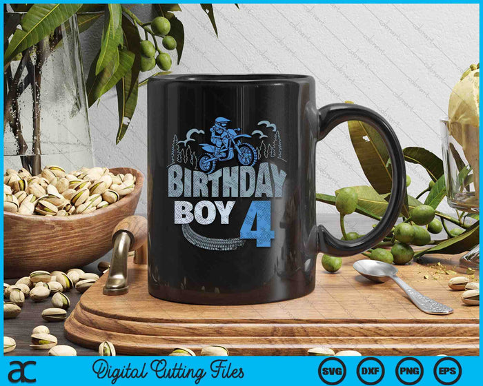 4th Birthday Boy Dirt Bike Motocross 4 Years Old Bday SVG PNG Digital Printable Files