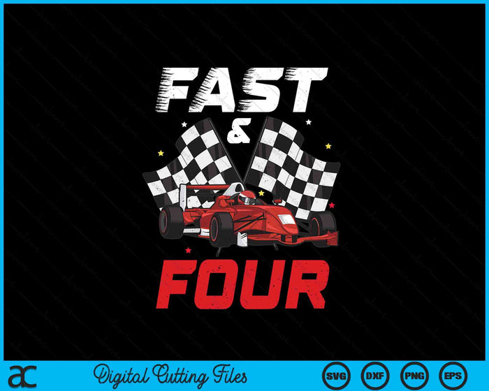 4th Birthday Boy Race Car Racing 4 Year Old Bday SVG PNG Digital Printable Files