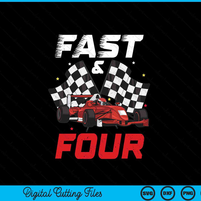 4th birthday boy race car racing 4 year old bday SVG cut file