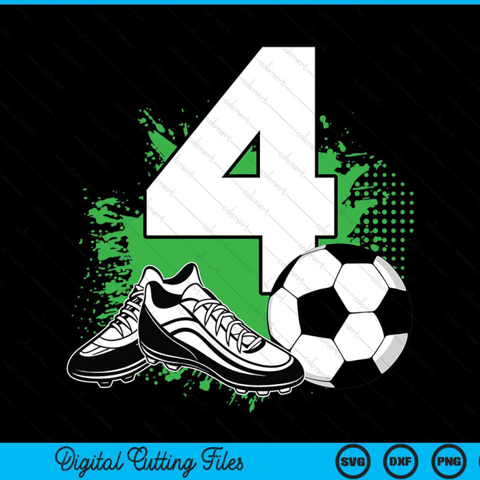4th birthday boys 4 years soccer football player SVG cut file
