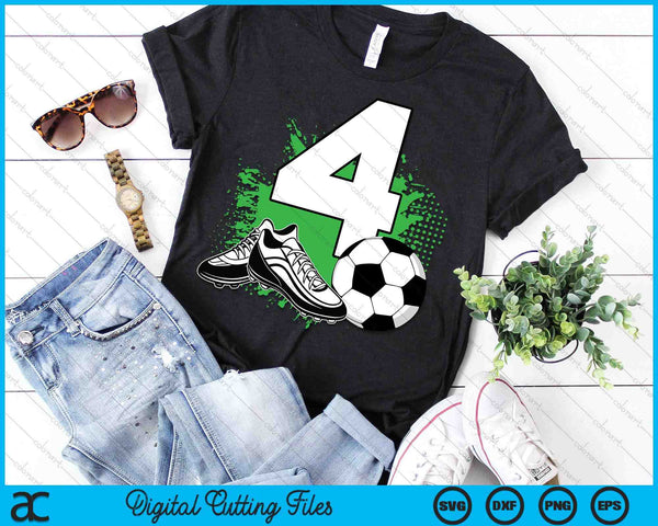 4th Birthday Boys 4 Years Soccer Football Player Birthday SVG PNG Digital Cutting Files