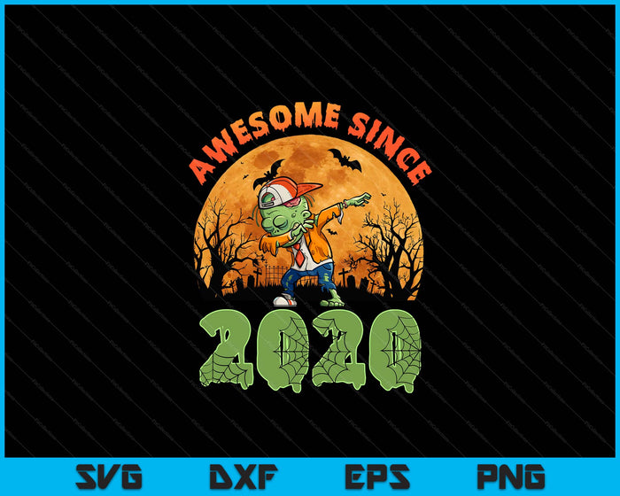 4th Birthday Halloween 4 Years Old Zombie Awesome Since 2020 SVG PNG Digital Cutting File