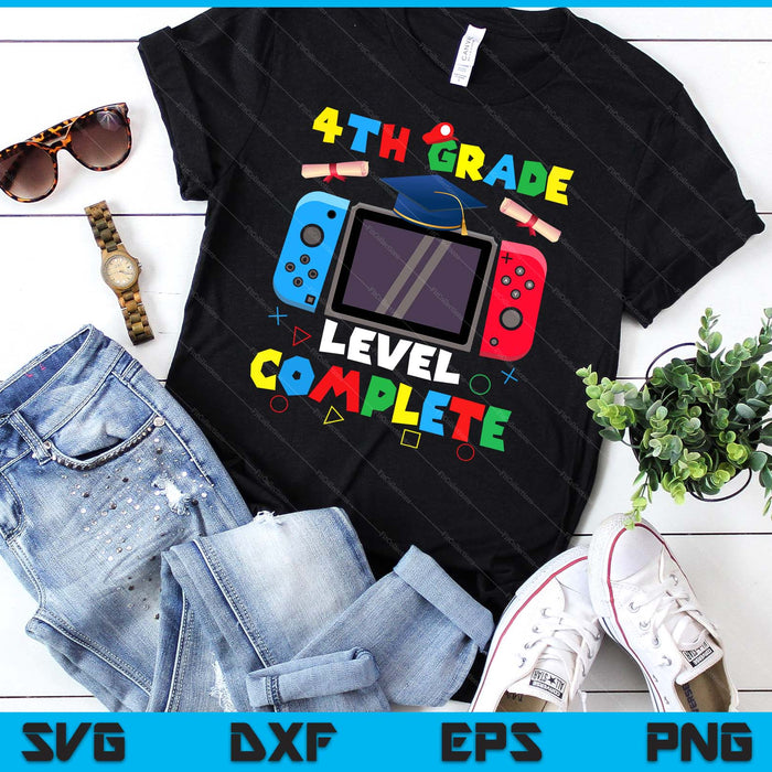 4th Grade Level Complete Graduation Class 2024 Boys Gamer SVG PNG Digital Cutting Files