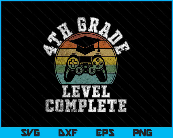 4th Grade Level Complete Third Grade Graduation Video Gamer SVG PNG Digital Printable Files