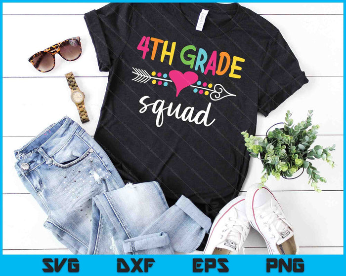 4th Grade Squad Fourth Teacher Student Team Back To School SVG PNG Cutting Printable Files