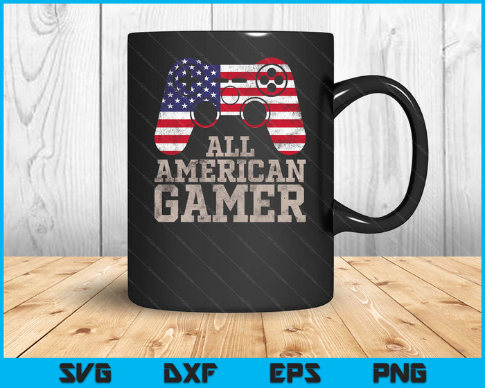 4th July All American Gamer Patriot Men Boys Kids Teen Youth SVG PNG Digital Cutting File