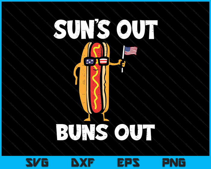 4th July Hotdog Us Flag Suns Out Funny America SVG PNG Digital Printable Files