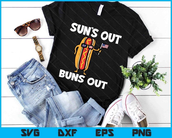 4th July Hotdog Us Flag Suns Out Funny America SVG PNG Digital Printable Files
