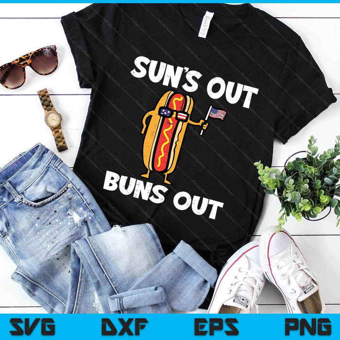 4th July Hotdog Us Flag Suns Out Funny America SVG PNG Digital Printable Files