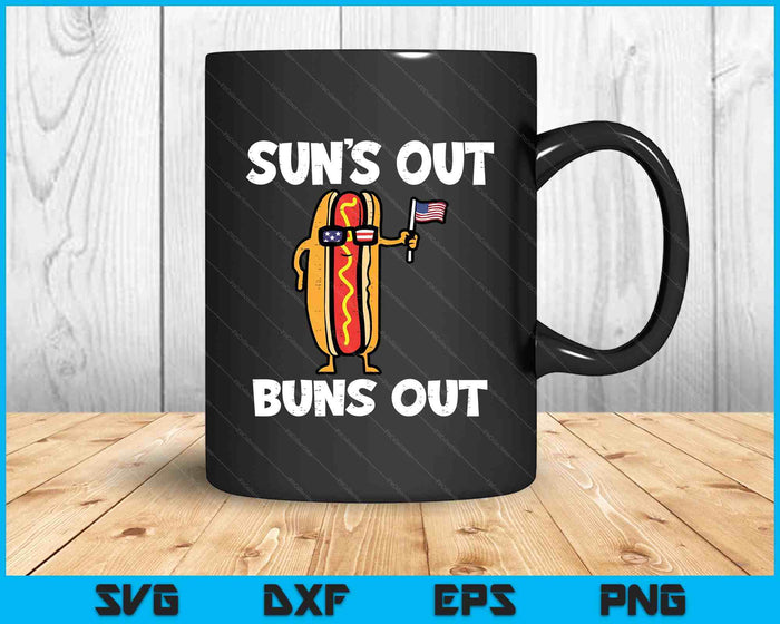 4th July Hotdog Us Flag Suns Out Funny America SVG PNG Digital Printable Files