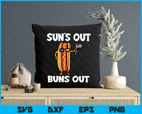 4th July Hotdog Us Flag Suns Out Funny America SVG PNG Digital Printable Files