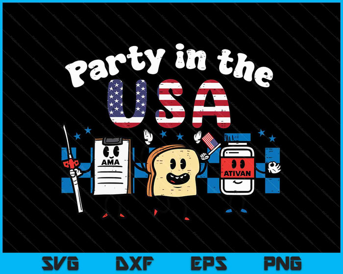 4th July Nurse Party Usa Ativan Scrub Top Patriot SVG PNG Digital Printable Files