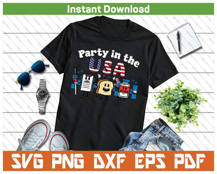 4th Of July Nurse Party Patriotic USA Scrub Top Design SVG PNG