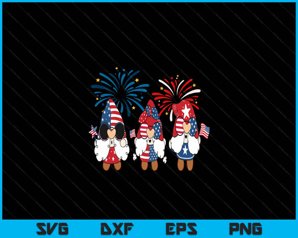 4th Of July American Gnomes Celebrating Independence Day SVG PNG Digital Cutting Files