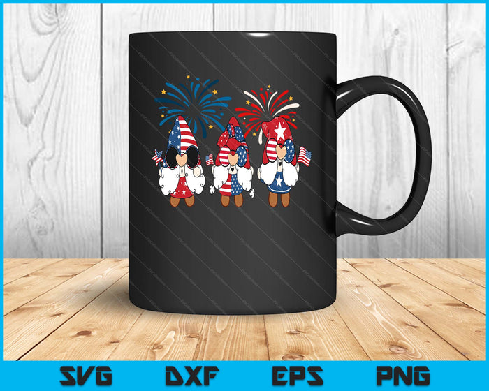 4th Of July American Gnomes Celebrating Independence Day SVG PNG Digital Cutting Files