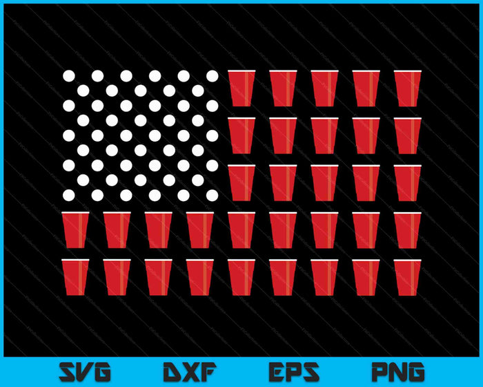 4 de julio Beer Pong American Flag College Party SVG PNG Cortando archivos imprimibles