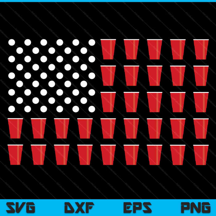 4 de julio Beer Pong American Flag College Party SVG PNG Cortando archivos imprimibles