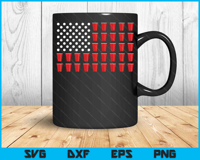 4 de julio Beer Pong American Flag College Party SVG PNG Cortando archivos imprimibles