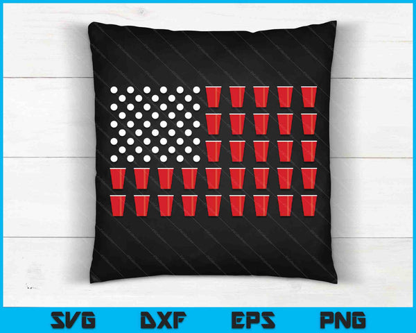 4th Of July Beer Pong American Flag College Party SVG PNG Cutting Printable Files